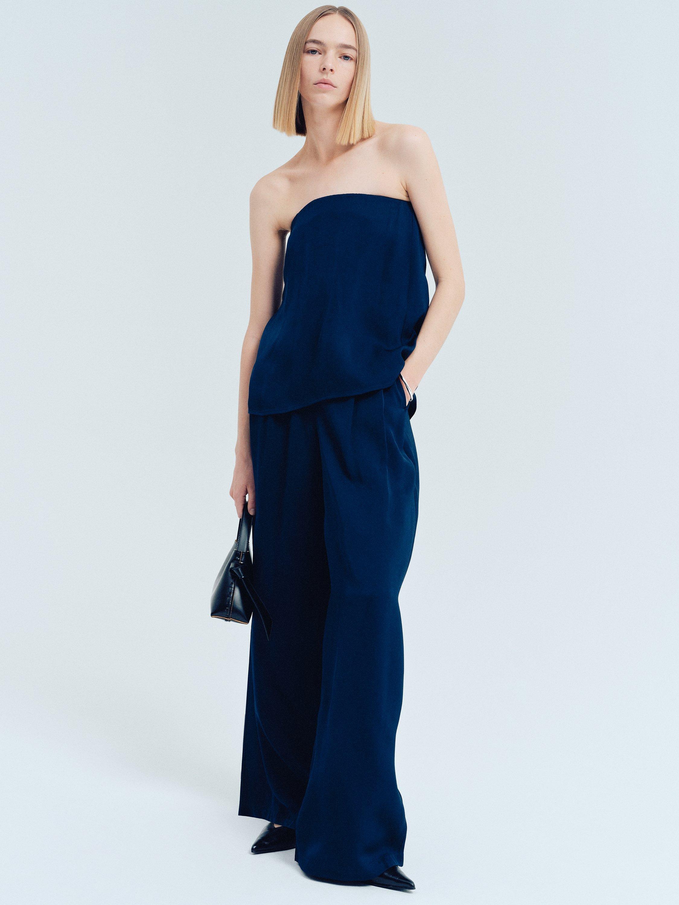 Product image 1 of 3, which shows Selected Leonore Sleeveless Open Neck Tube Top, Dark Sapphire, 34