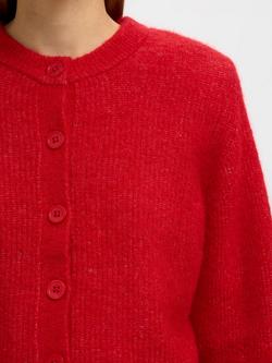 Selected Sia Wool Blend Cropped Cardigan - view 2, Equestrian Red
