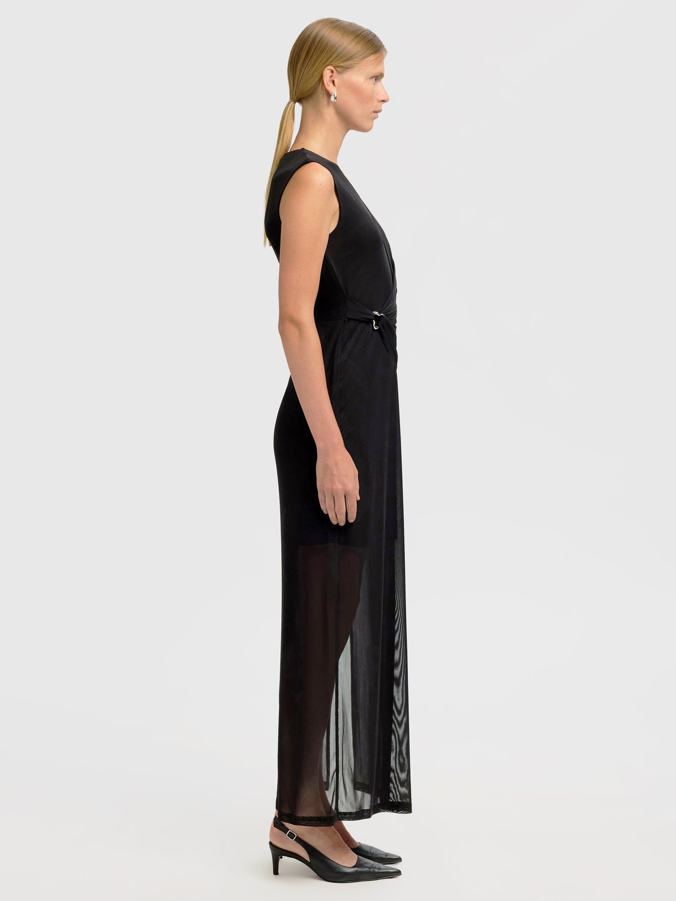 Product image 4 of 6, which shows Selected Folga Sleeveless V Neck High Back Maxi Dress, Black, XS