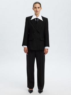 Selected Malia Stripe Single Breasted Blazer - view 2, Black