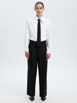 Selected Malia Stripe Tailored Trousers, Black