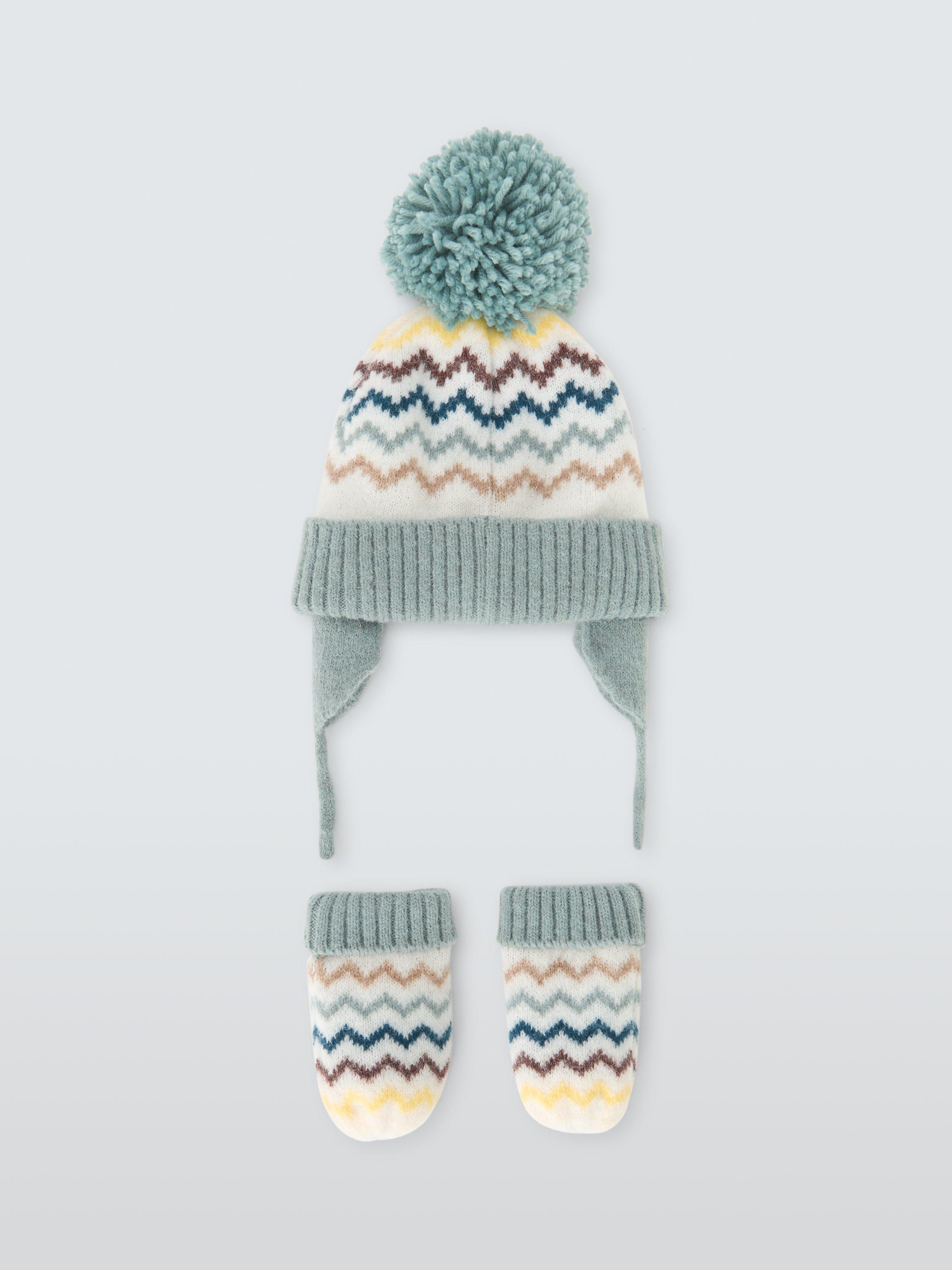 Product image 2 of 3, which shows John Lewis Baby Fair Isle Knitted Hat & Mittens Set, Multi, 0-3 months