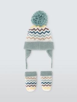 John Lewis Baby Fair Isle Knitted Hat & Mittens Set, Multi - view 2, Multi