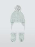 John Lewis Baby Woodland Knitted Hat & Mittens Set, Aqua