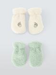John Lewis Baby Acorn Mittens, Pack of 2, Cream/Aqua