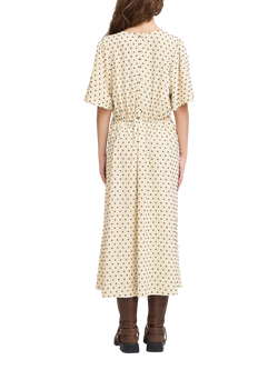 ICHI Zabby Spot Midi Dress, Almond Milk - view 2, Almond Milk