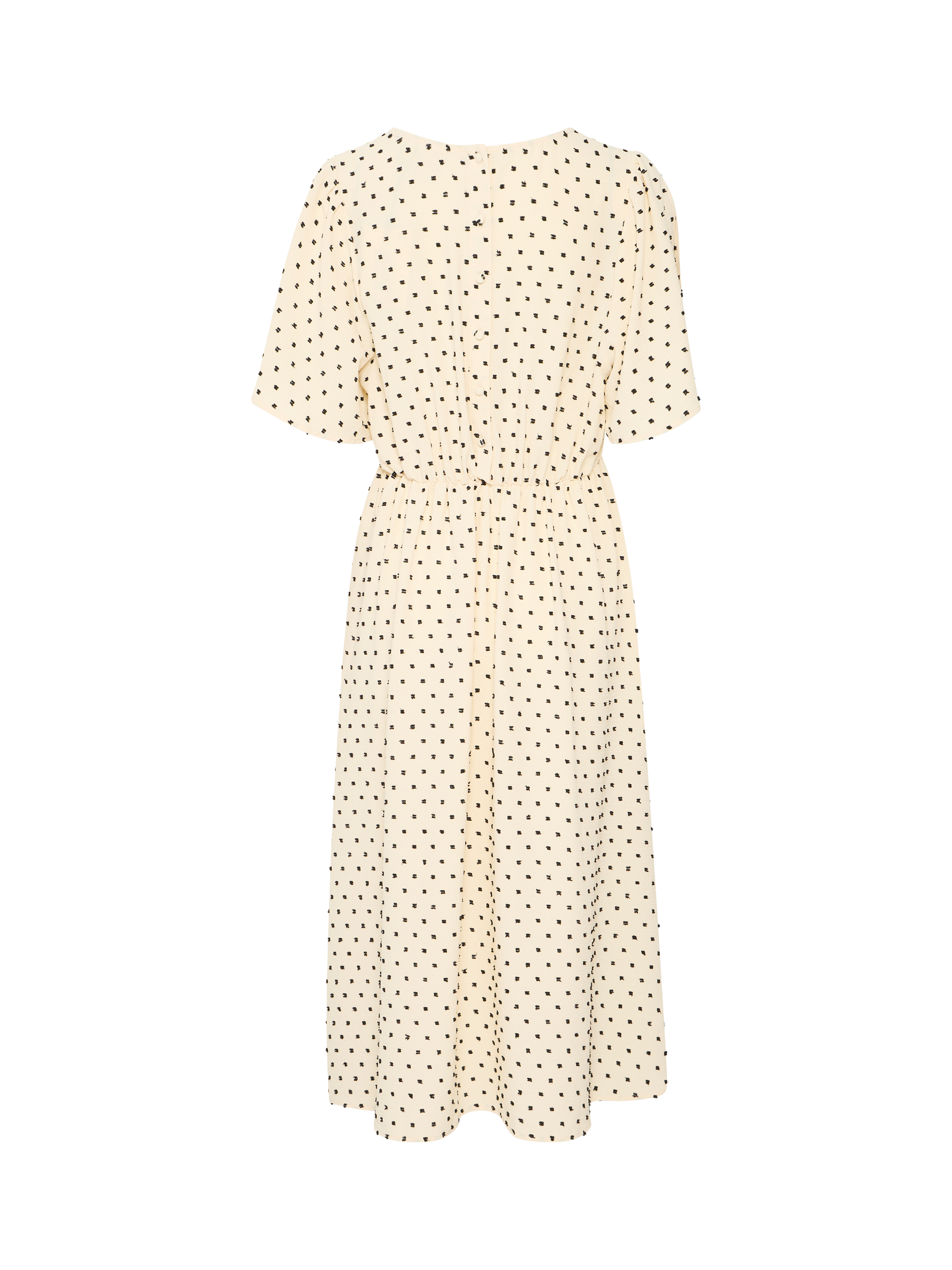 Product image 6 of 7, which shows ICHI Zabby Spot Midi Dress, Almond Milk, 10