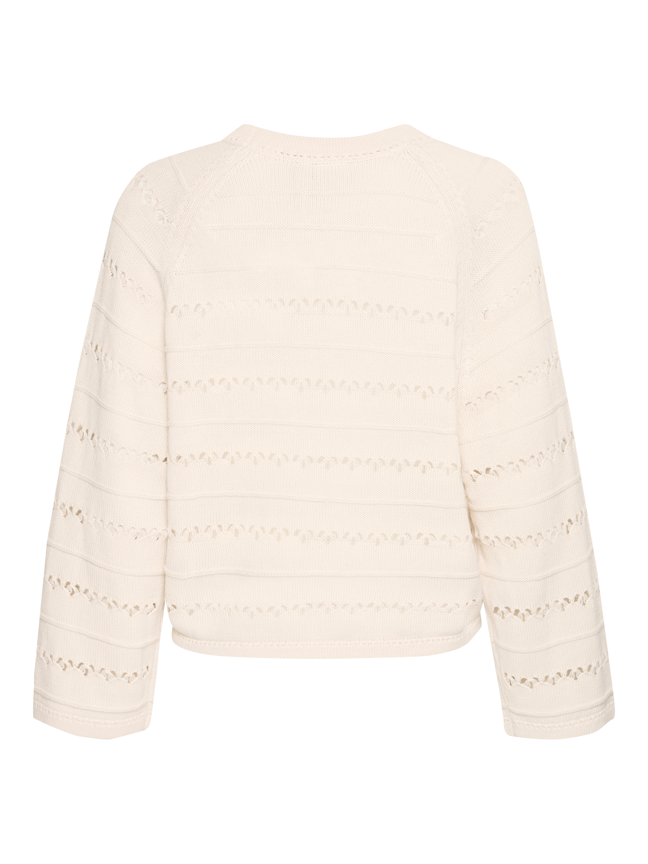 Product image 6 of 7, which shows ICHI Laluha Open Knit V-Neck Cardigan, Birch, XS