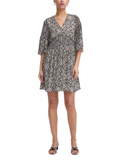 ICHI Neally Diamond Ikat Mini Dress, Black/Multi, Black/Multi