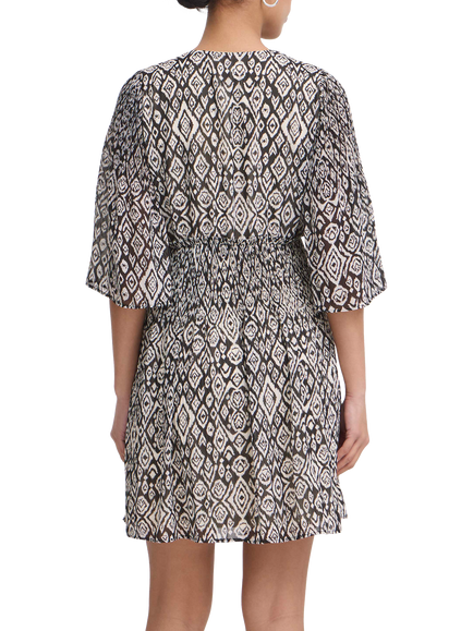 ICHI Neally Diamond Ikat Mini Dress, Black/Multi - view 2, Black/Multi