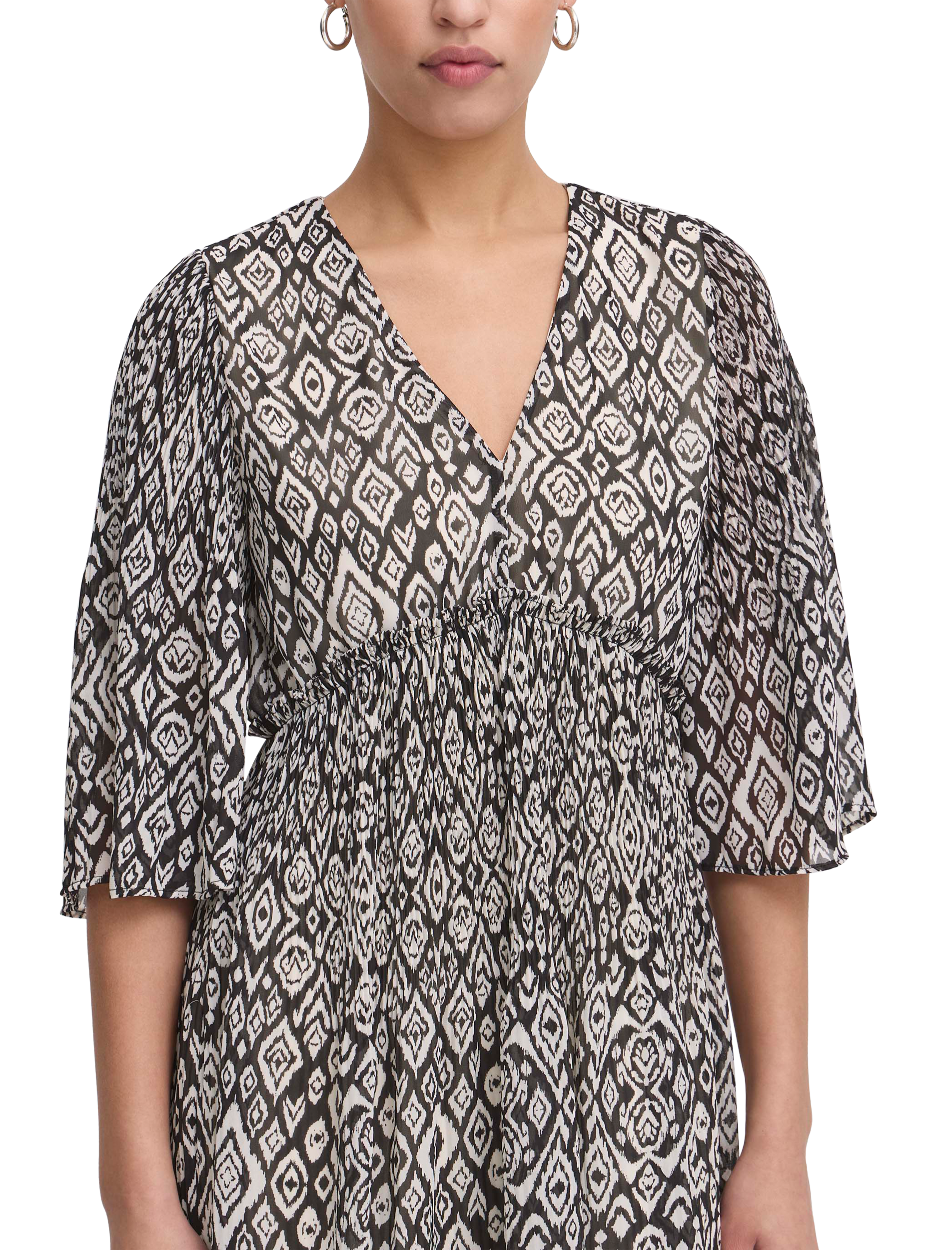 Product image 4 of 7, which shows ICHI Neally Diamond Ikat Mini Dress, Black/Multi, 8