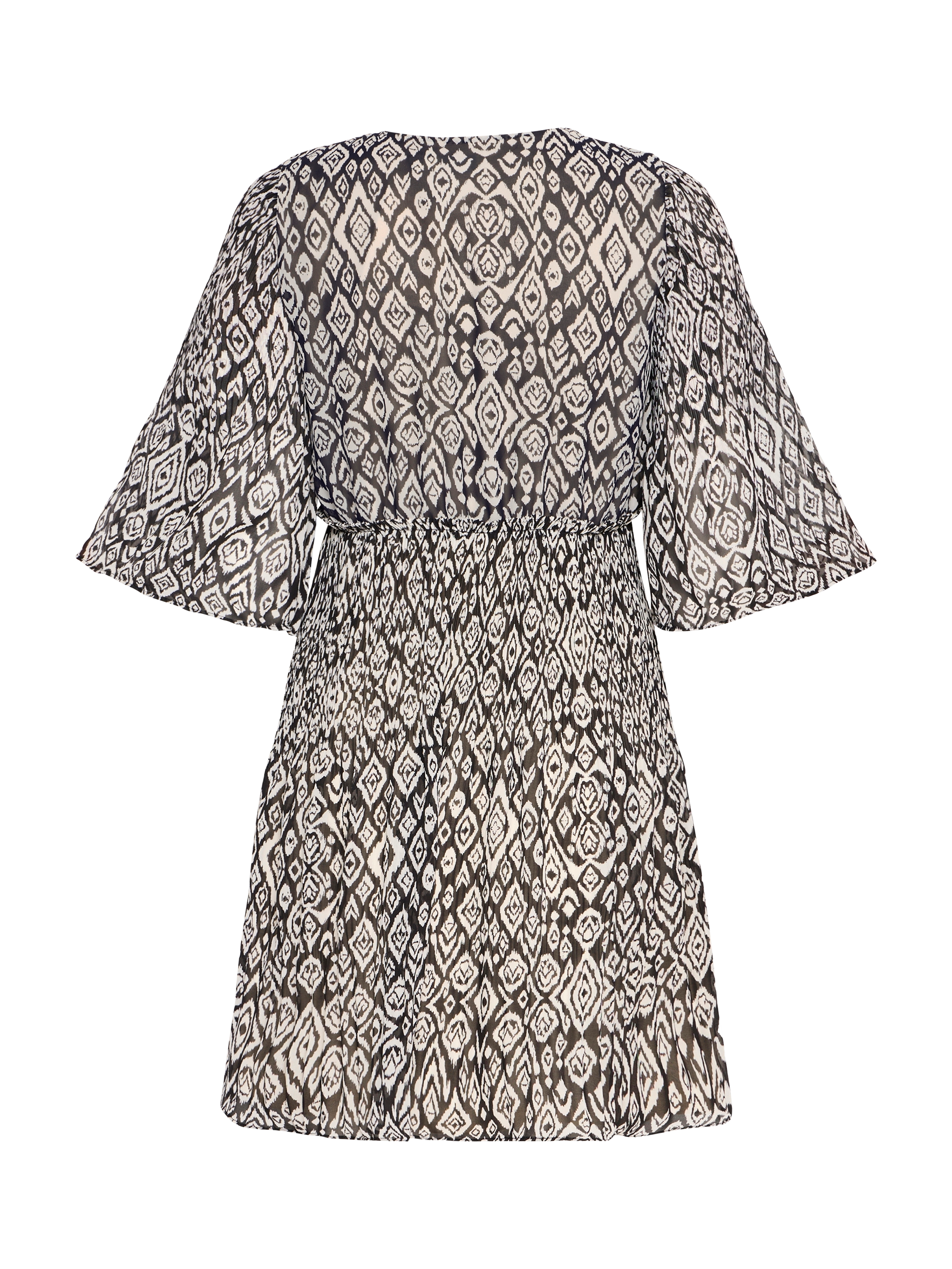 Product image 6 of 7, which shows ICHI Neally Diamond Ikat Mini Dress, Black/Multi, 8