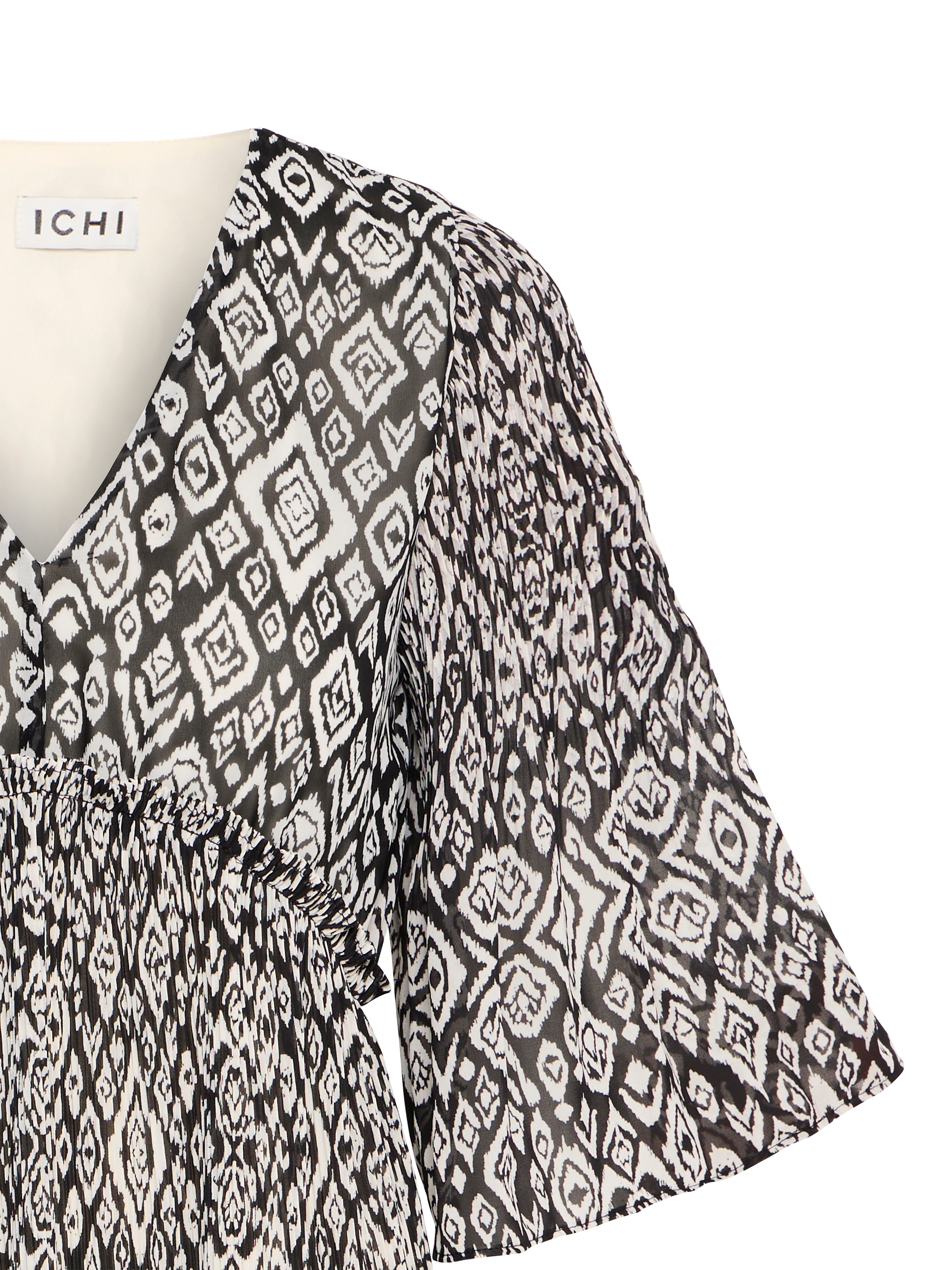 Product image 7 of 7, which shows ICHI Neally Diamond Ikat Mini Dress, Black/Multi, 8