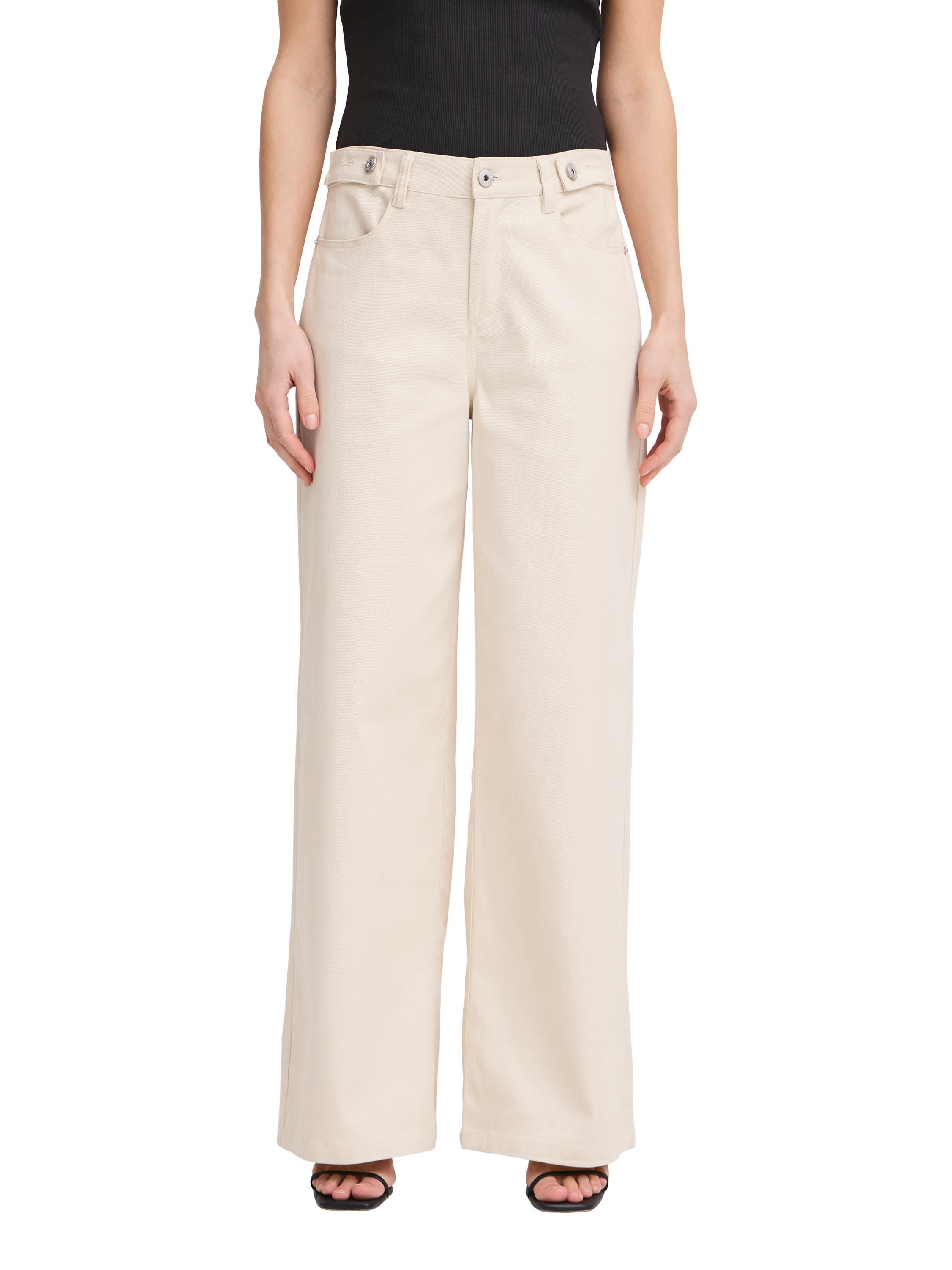 Product image 1 of 7, which shows ICHI Carolinas Wide Leg Jeans, Sandshell, 28R