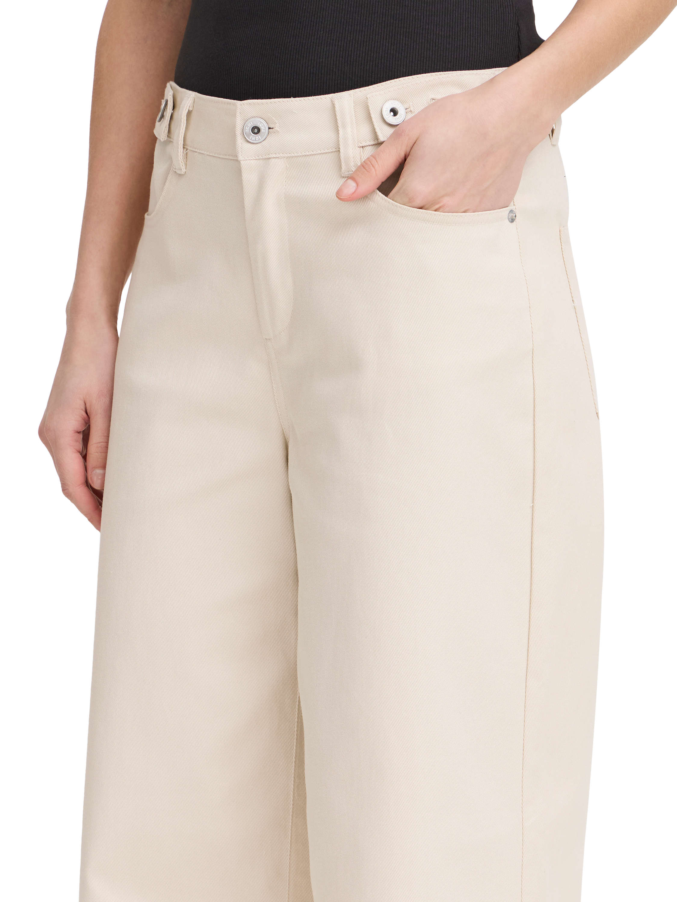 Product image 4 of 7, which shows ICHI Carolinas Wide Leg Jeans, Sandshell, 28R