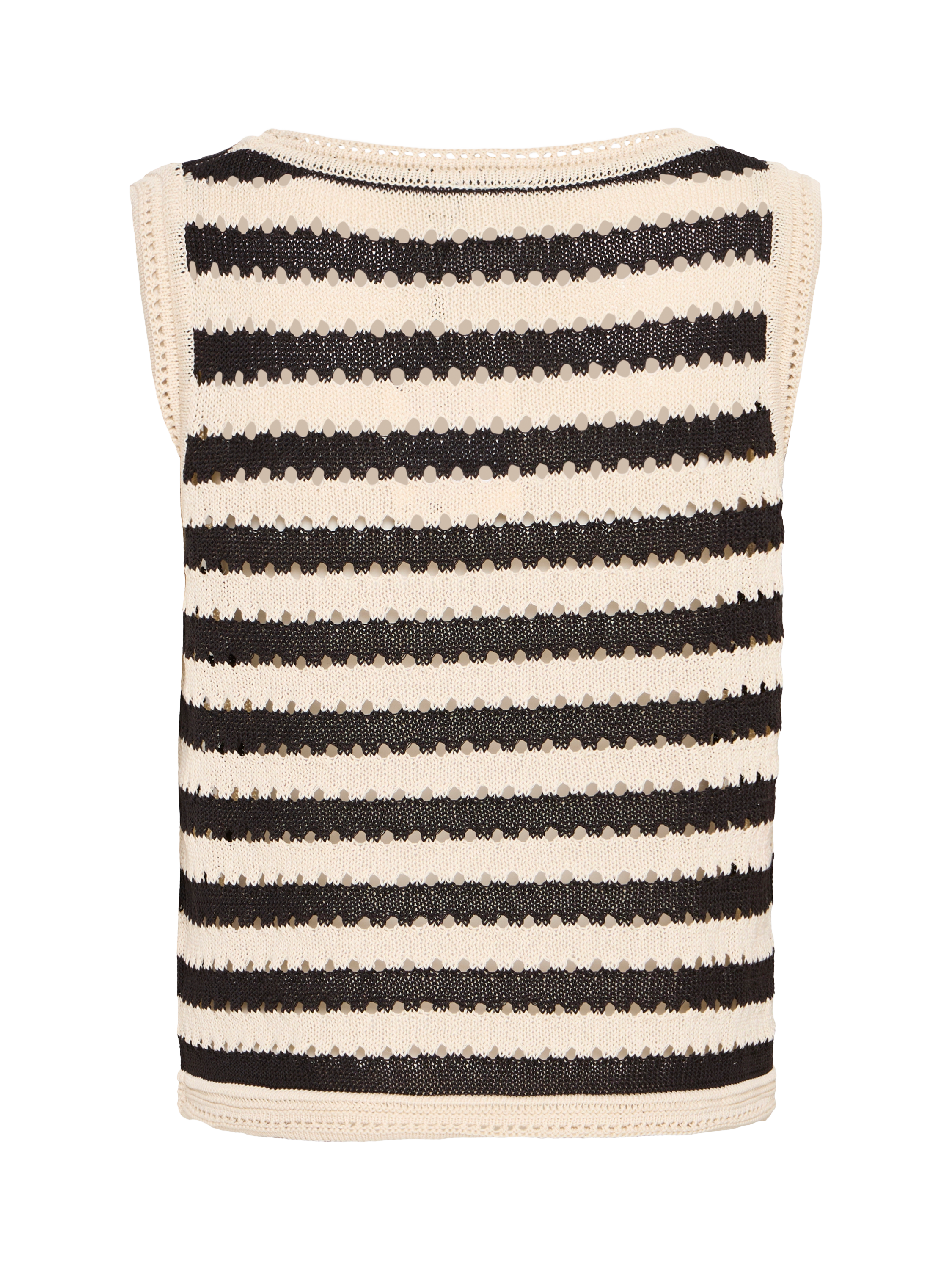 Product image 6 of 7, which shows ICHI Birdis Stripe Knit Top, Black/Almond, M