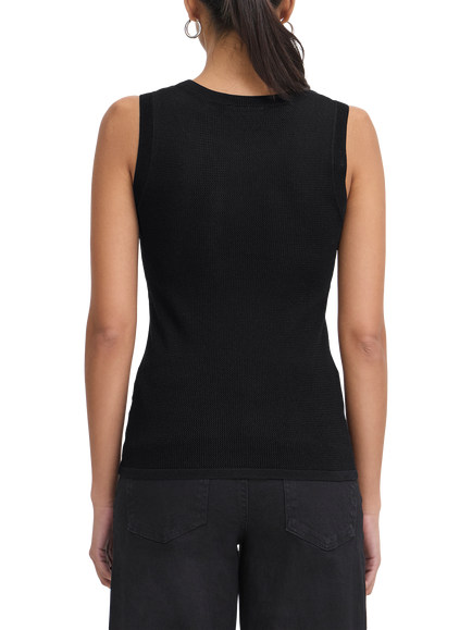 ICHI Delany Sleeveless Knit Top, Black - view 2, Black