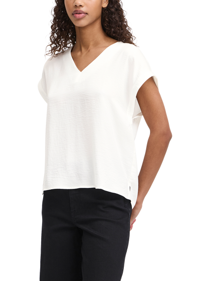 ICHI Crissy V-Neck Top, Cloud Dancer