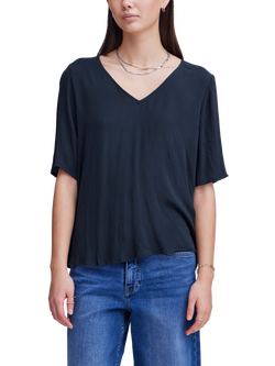 ICHI Marrakech V-Neck Top, Total Eclipse, Total Eclipse