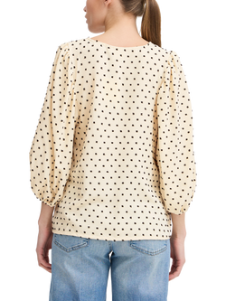 ICHI Zabby Polka Dot V-Neck Blouse, Almond Milk - view 2, Almond Milk