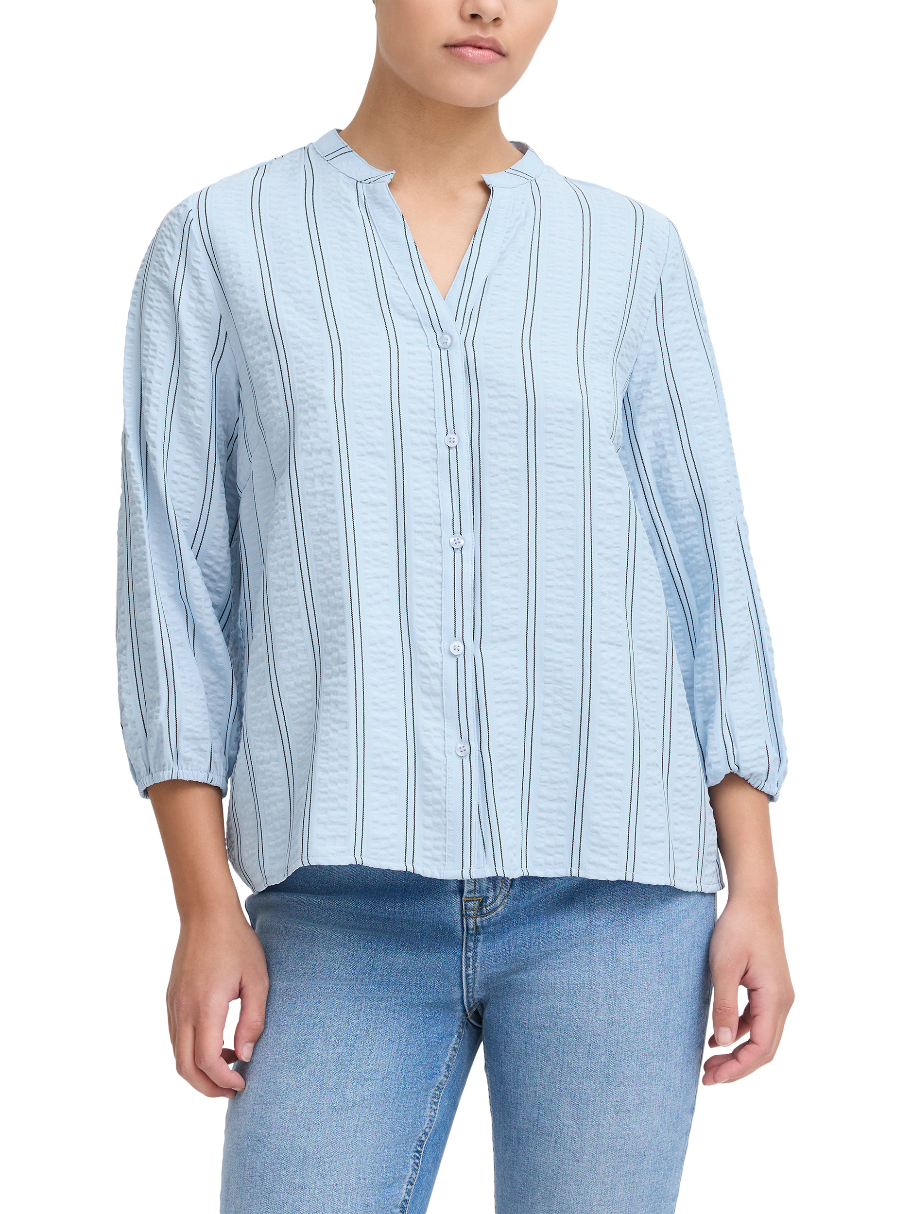 Product image 1 of 7, which shows ICHI Ollie Stripe Shirt, Della Robbia Blue, 8