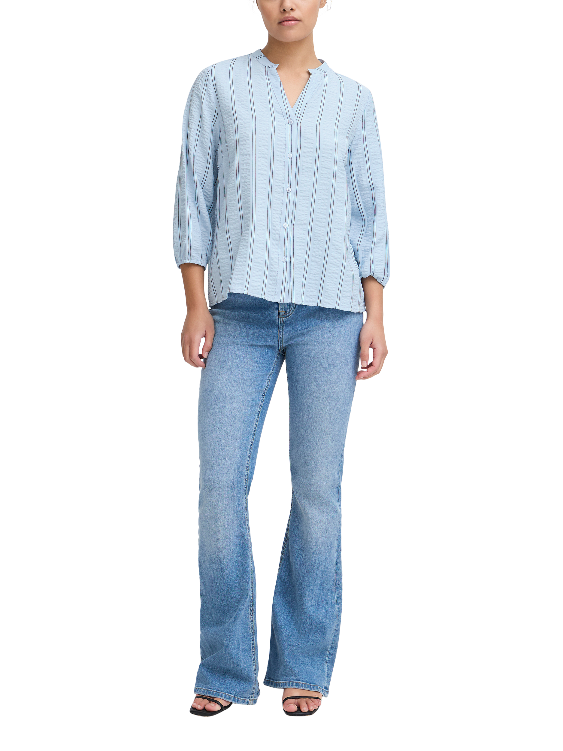 Product image 3 of 7, which shows ICHI Ollie Stripe Shirt, Della Robbia Blue, 8