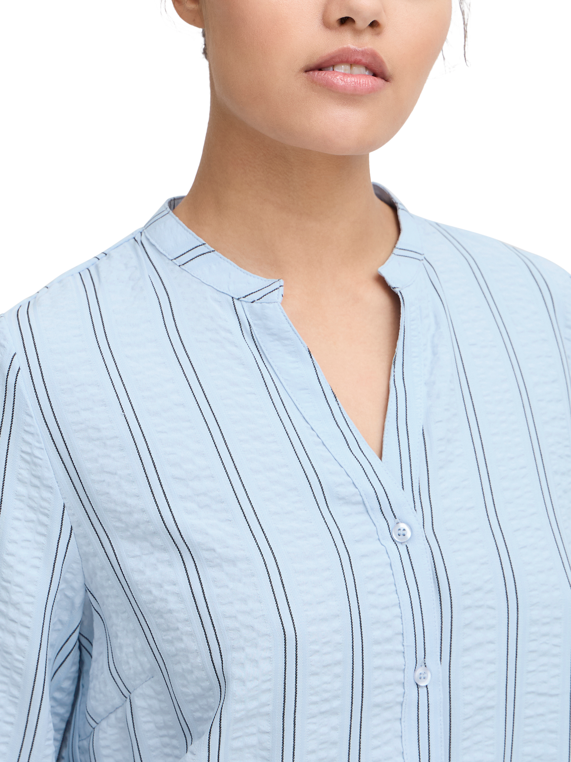 Product image 4 of 7, which shows ICHI Ollie Stripe Shirt, Della Robbia Blue, 8