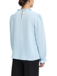 ICHI Sassy Frilly High Neck Blouse, Blue