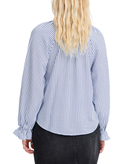 ICHI Sheila Stripe Tie Neck Blouse, Blue - view 2, Blue