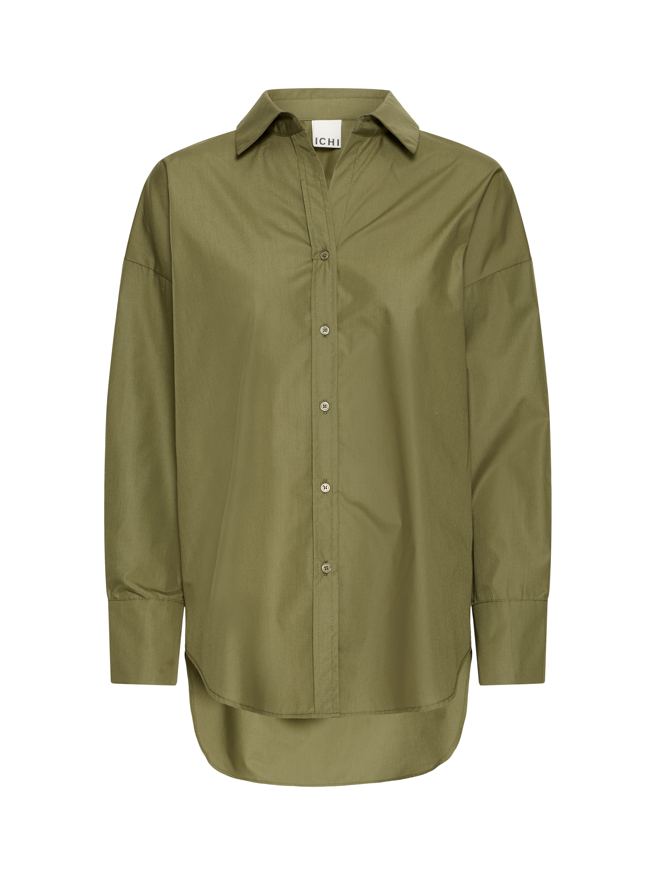 Product image 1 of 3, which shows ICHI Stormie Relaxed Fit Shirt, Ivy Green, 12