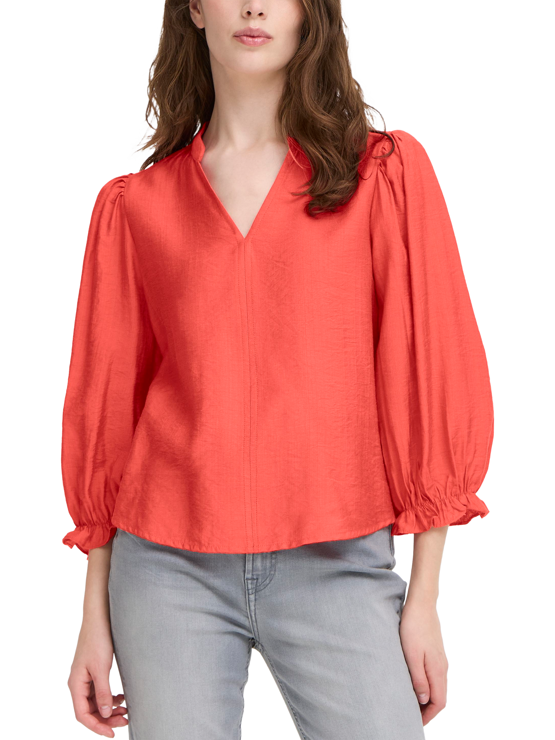 Product image 1 of 3, which shows ICHI Wilma V-Neck Blouse, Poinciana, 8