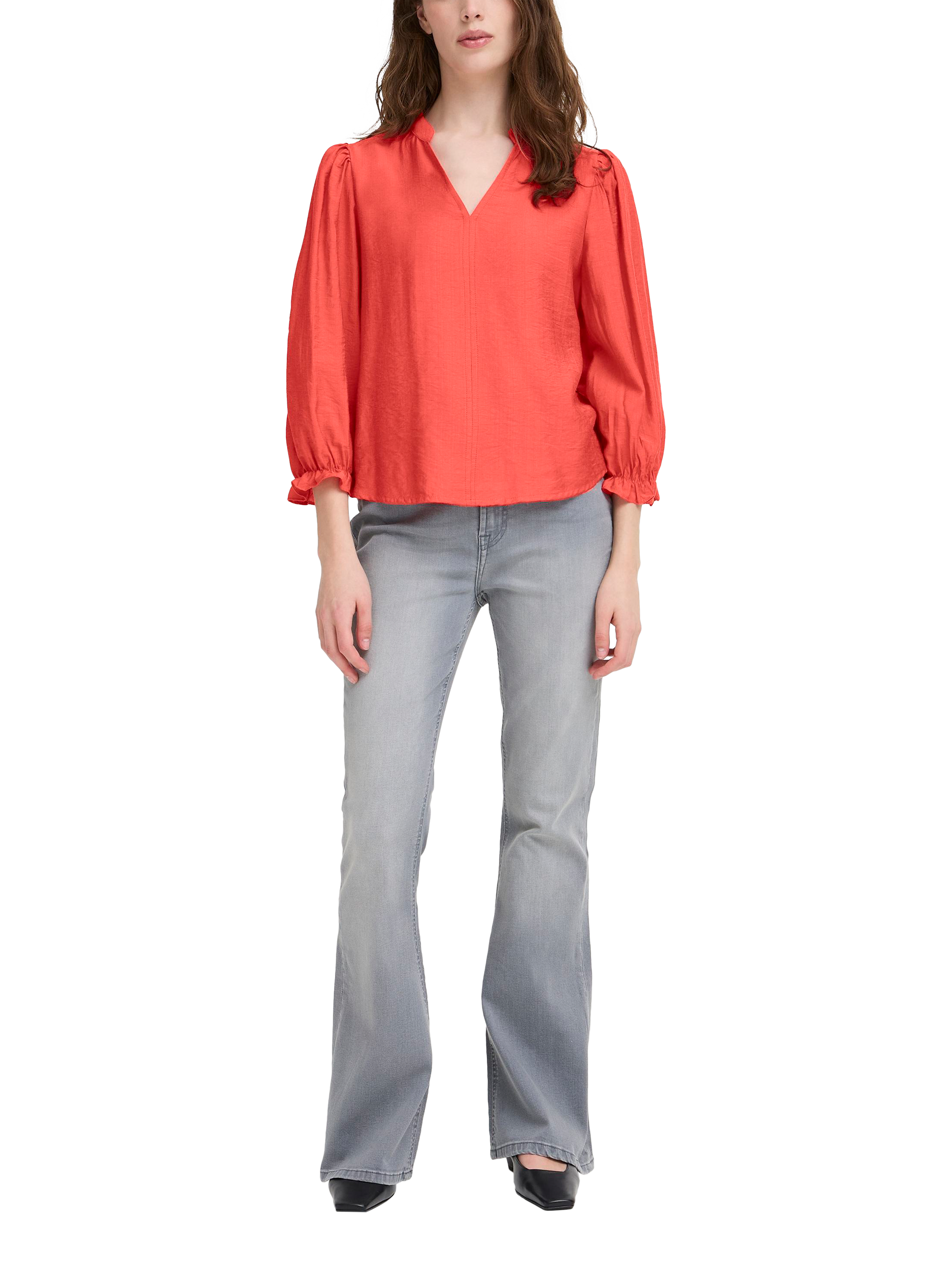 Product image 3 of 3, which shows ICHI Wilma V-Neck Blouse, Poinciana, 8