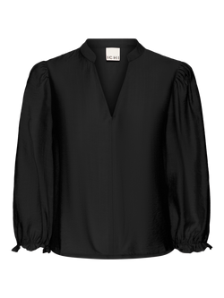 ICHI Wilma V-Neck Top, Black