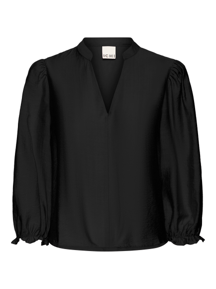 ICHI Wilma V-Neck Top, Black