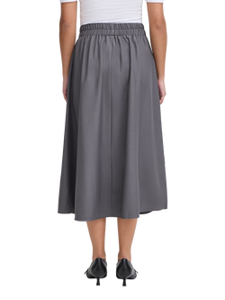 ICHI Dorthea Elasticated Waist A-Line Midi Skirt, Forged Iron - view 2, Forged Iron