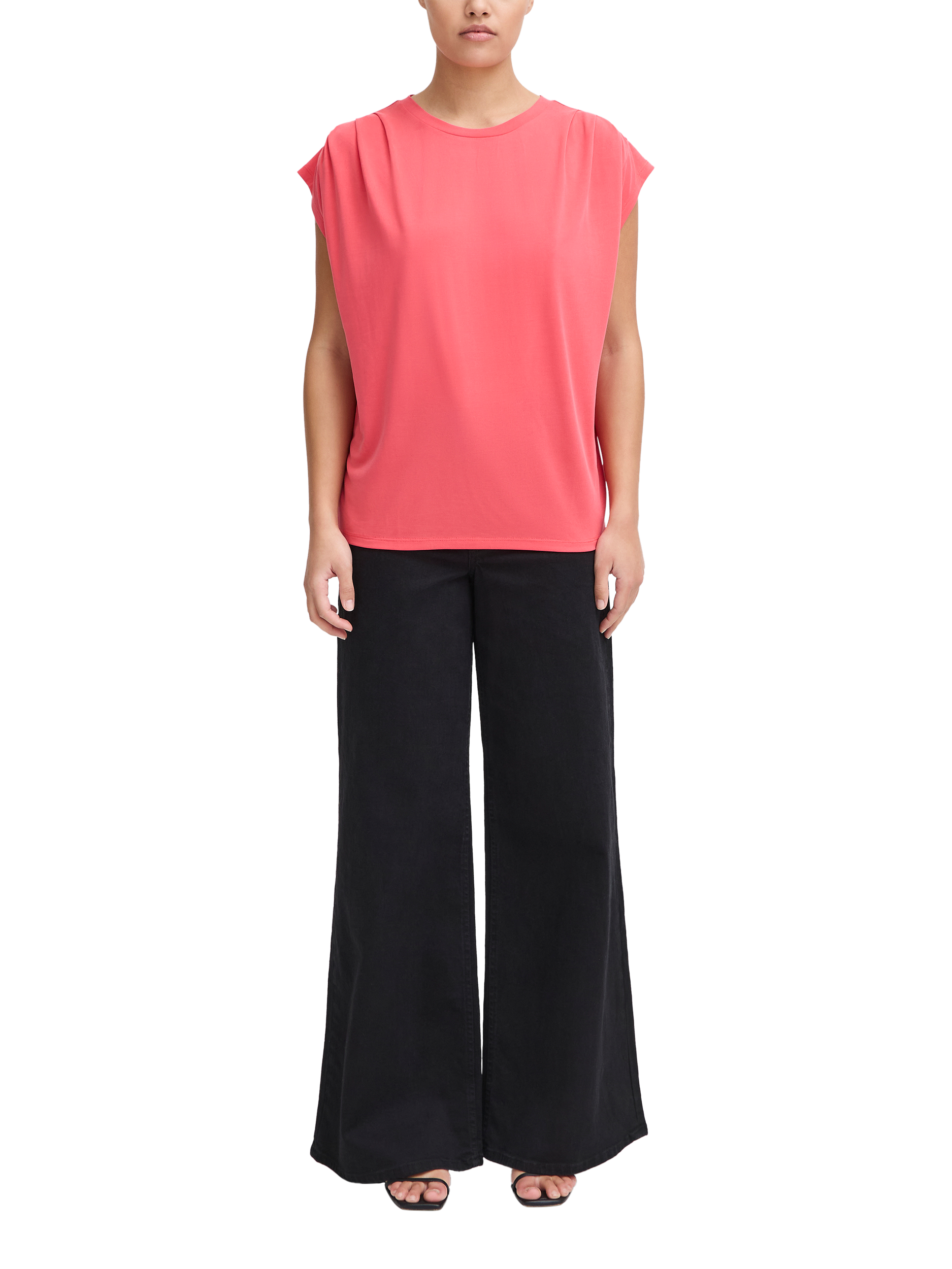 Product image 3 of 7, which shows ICHI Lisken Round Neck T-Shirt, Geranium, XS