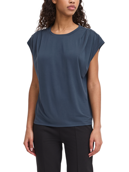 ICHI Lisken Round Neck T-Shirt, Total Eclipse