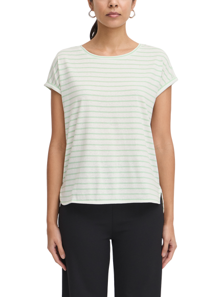 ICHI Yulietta Stripe T-Shirt, Cameo/Green