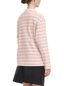 ICHI Becky Stripe Polo Shirt, Strawberry Cream - view 2, Strawberry Cream