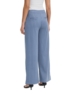 ICHI Kate Stripe Wide Leg Trousers, Blue - view 2, Blue