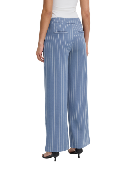 ICHI Kate Stripe Wide Leg Trousers, Blue - view 2, Blue
