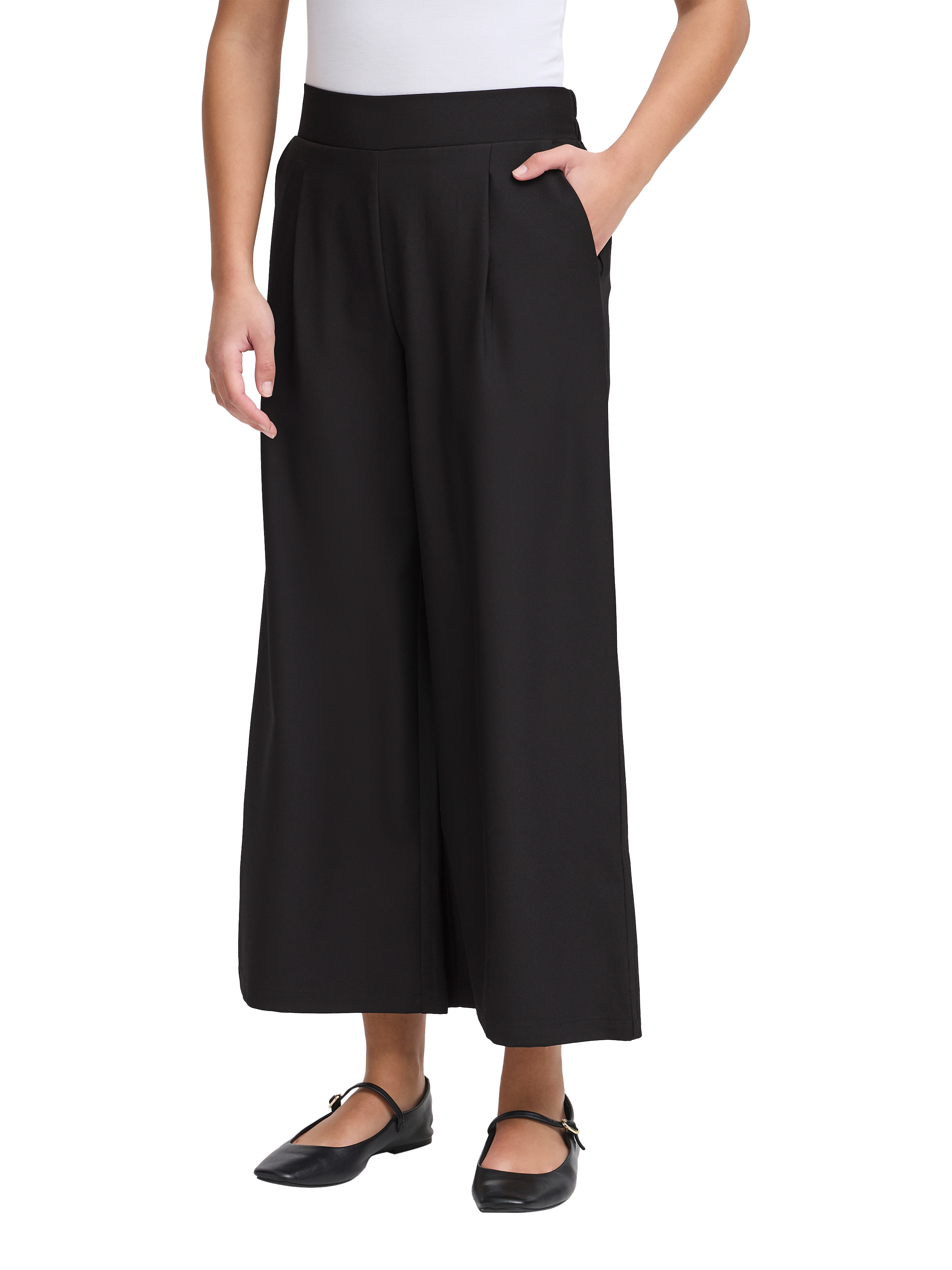 Product image 1 of 7, which shows ICHI Dorthea Wide Leg Culottes, Black, 8