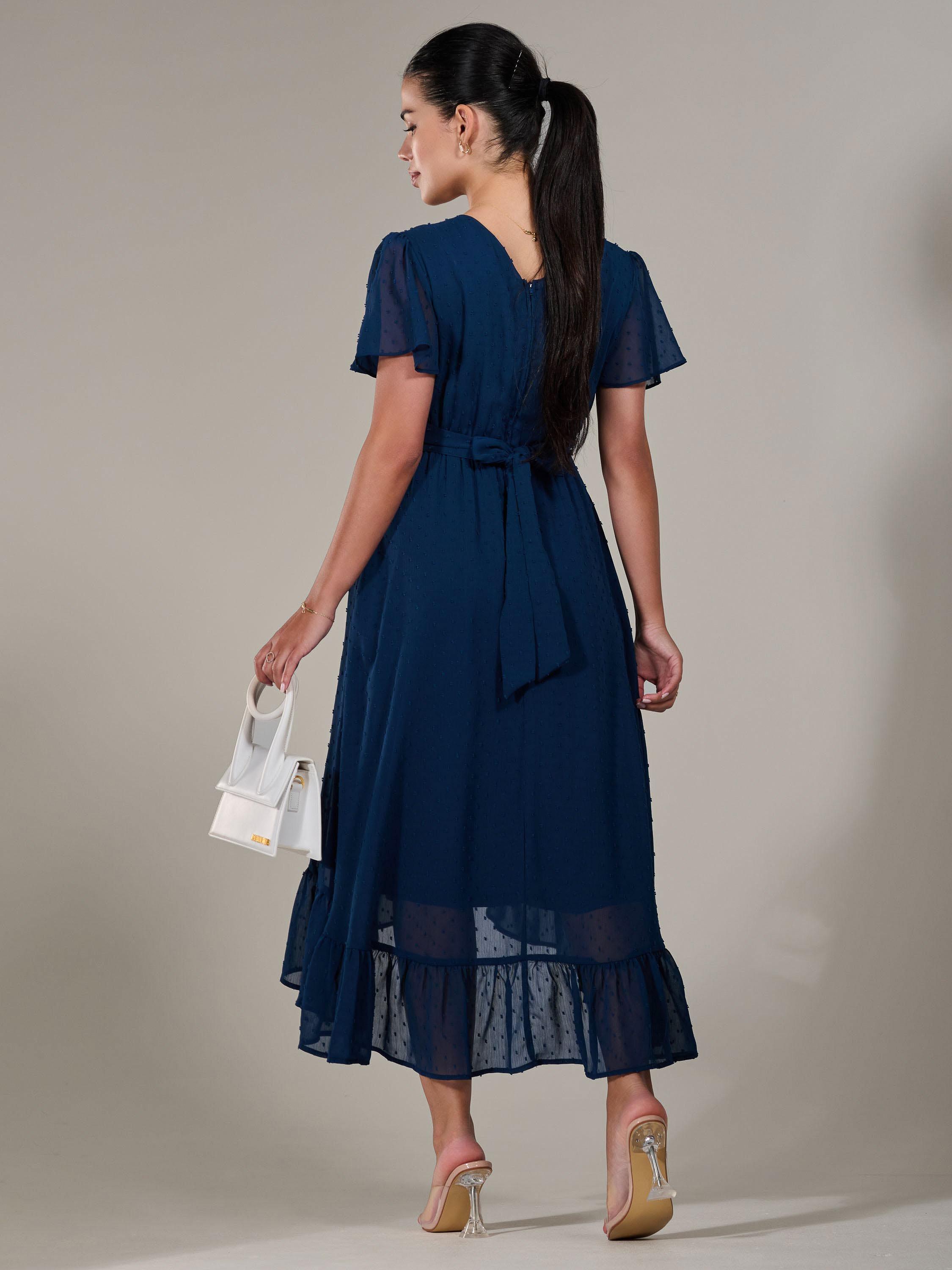 Product image 3 of 7, which shows Jolie Moi Petite High Low Midaxi Dress, Navy, 8Pt