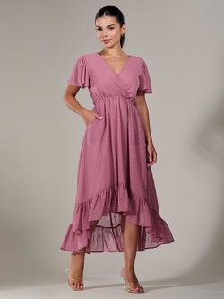 Jolie Moi Petite High Low Midaxi Dress, Dusty Pink, Dusty Pink