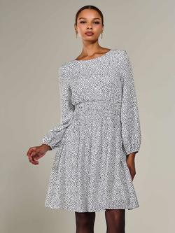 Jolie Moi Polka Dot Ruched Midi Dress, White, White