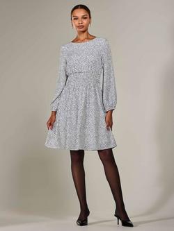Jolie Moi Polka Dot Ruched Midi Dress, White - view 2, White