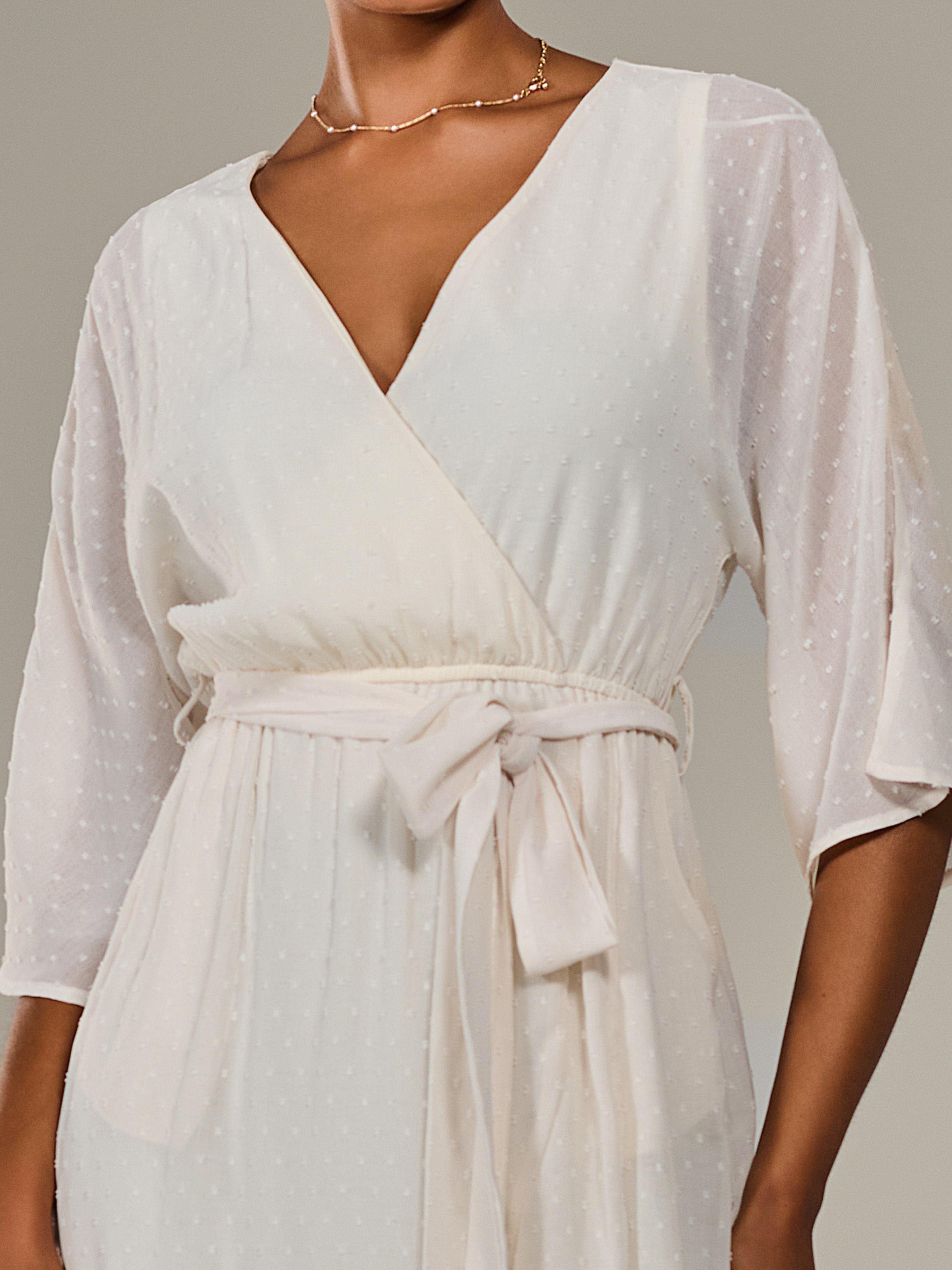 Product image 4 of 7, which shows Jolie Moi Wrap Tie Front Midi Dress, Cream, 8