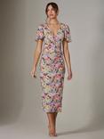 Jolie Moi Floral Mesh Midi Dress, Multi