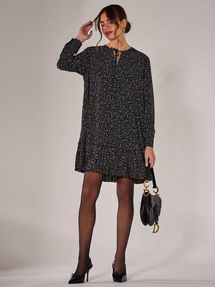 Jolie Moi Abstract Spot Long Sleeve Shirt Dress, Black, Black