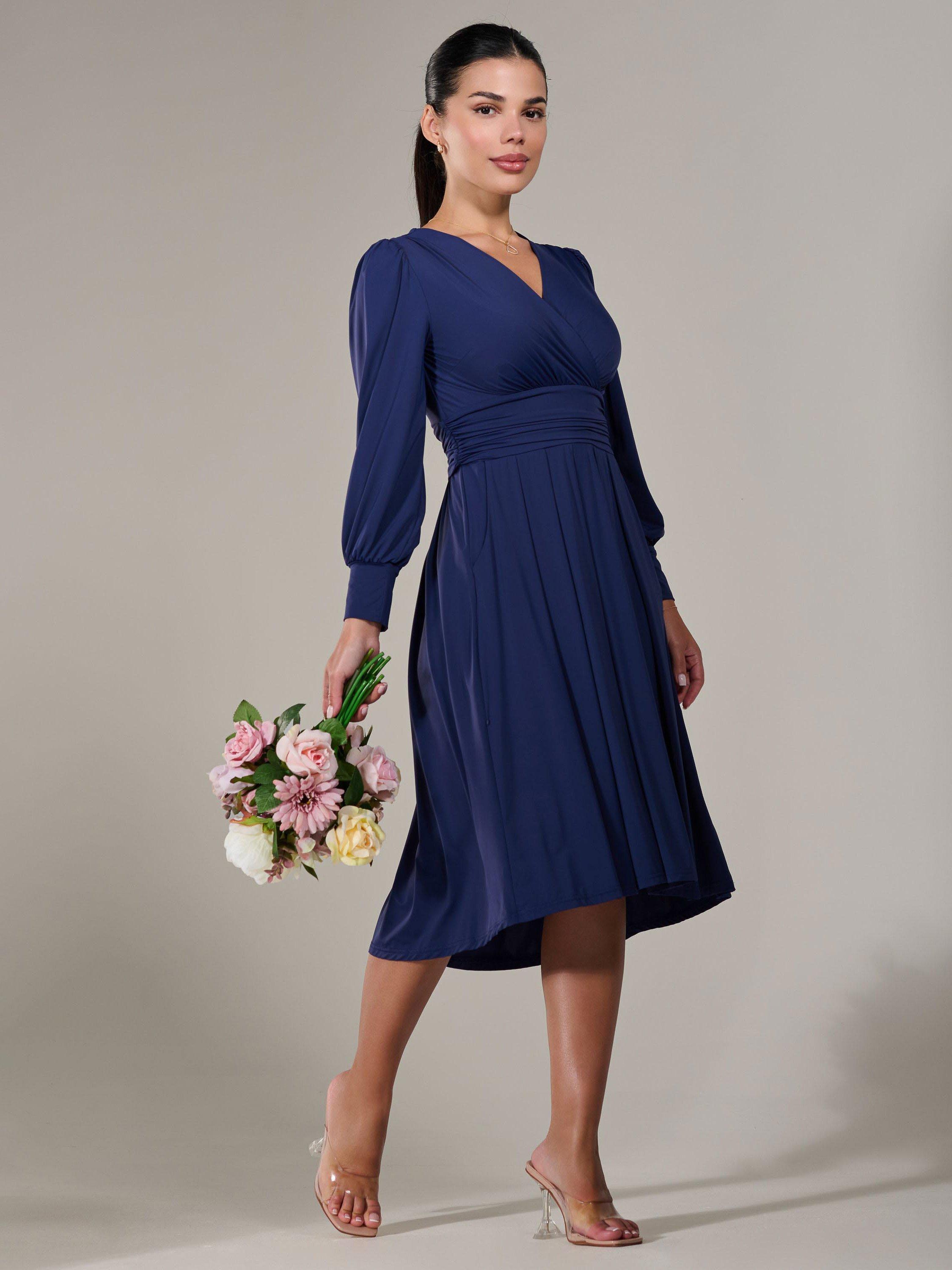 Product image 2 of 7, which shows Jolie Moi Petite Jersey Midi Dress, Navy, 6Pt